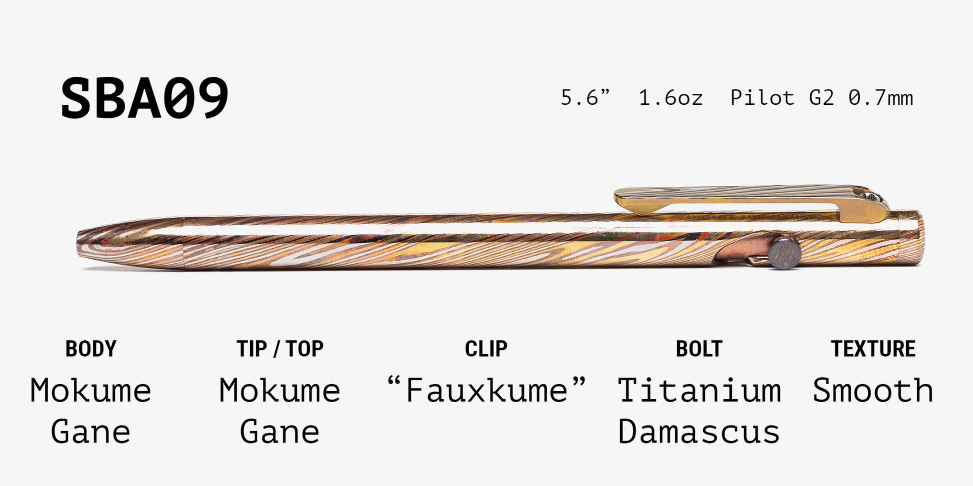 Full Mokume Gane Slim Bolt Action Pen