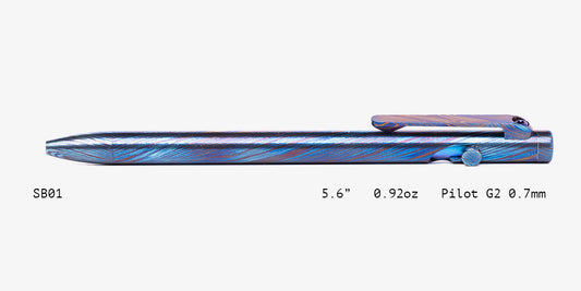 Full Titanium Damascus Slim Bolt Action Pens [Standard]