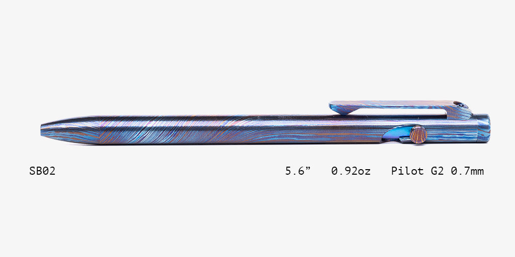 Full Titanium Damascus Slim Bolt Action Pens [Standard]