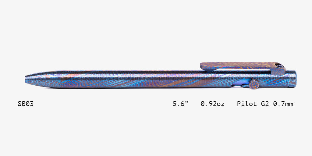 Full Titanium Damascus Slim Bolt Action Pens [Standard]
