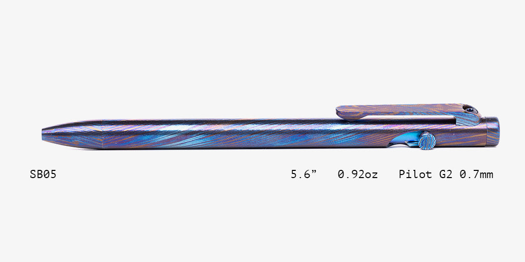 Full Titanium Damascus Slim Bolt Action Pens [Standard]