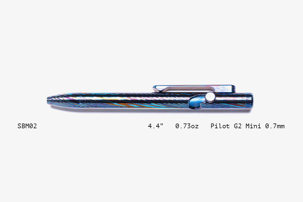 Full Titanium Damascus Slim Bolt Action Pens [Mini]