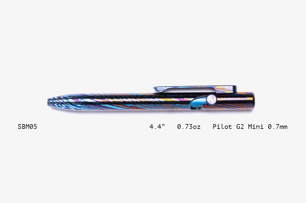 Full Titanium Damascus Slim Bolt Action Pens [Mini]