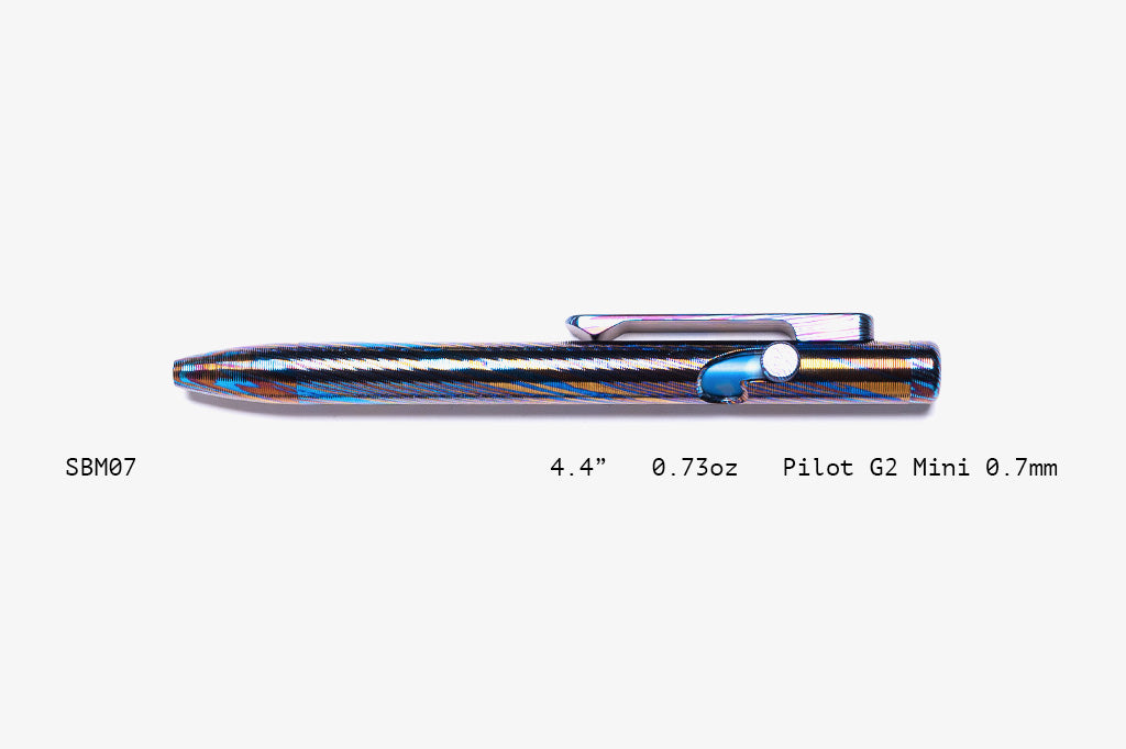 Full Titanium Damascus Slim Bolt Action Pens [Mini]