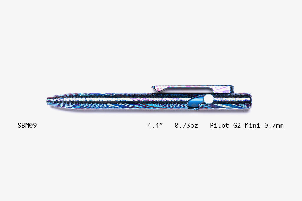 Full Titanium Damascus Slim Bolt Action Pens [Mini]