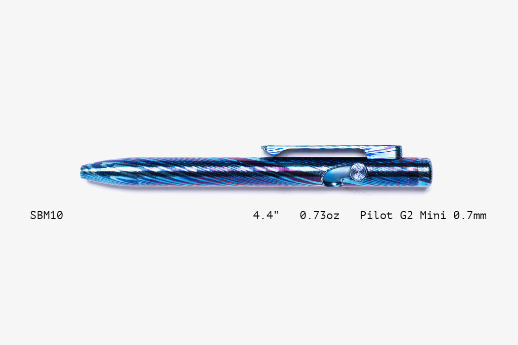 Full Titanium Damascus Slim Bolt Action Pens [Mini]