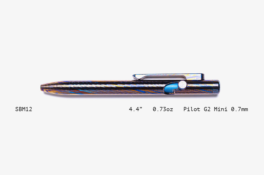 Full Titanium Damascus Slim Bolt Action Pens [Mini]