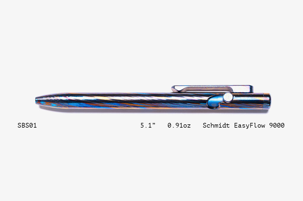Full Titanium Damascus Slim Bolt Action Pens [Short]
