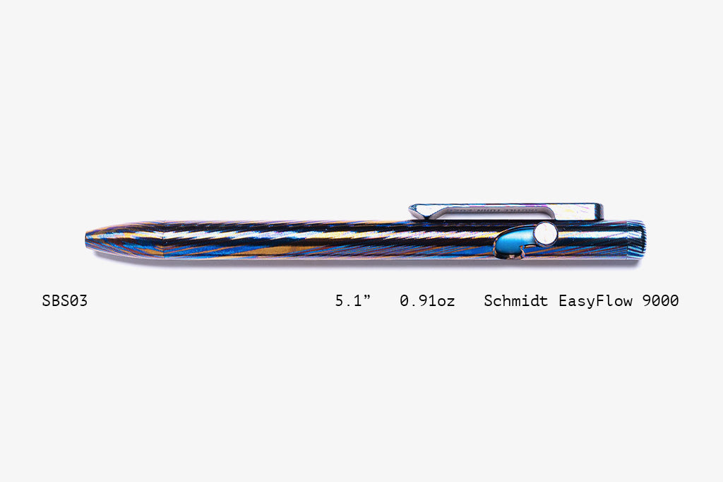 Full Titanium Damascus Slim Bolt Action Pens [Short]