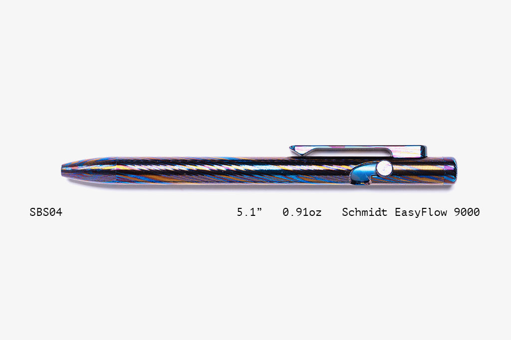 Full Titanium Damascus Slim Bolt Action Pens [Short]