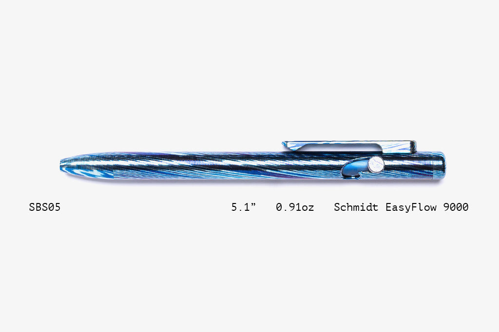 Full Titanium Damascus Slim Bolt Action Pens [Short]