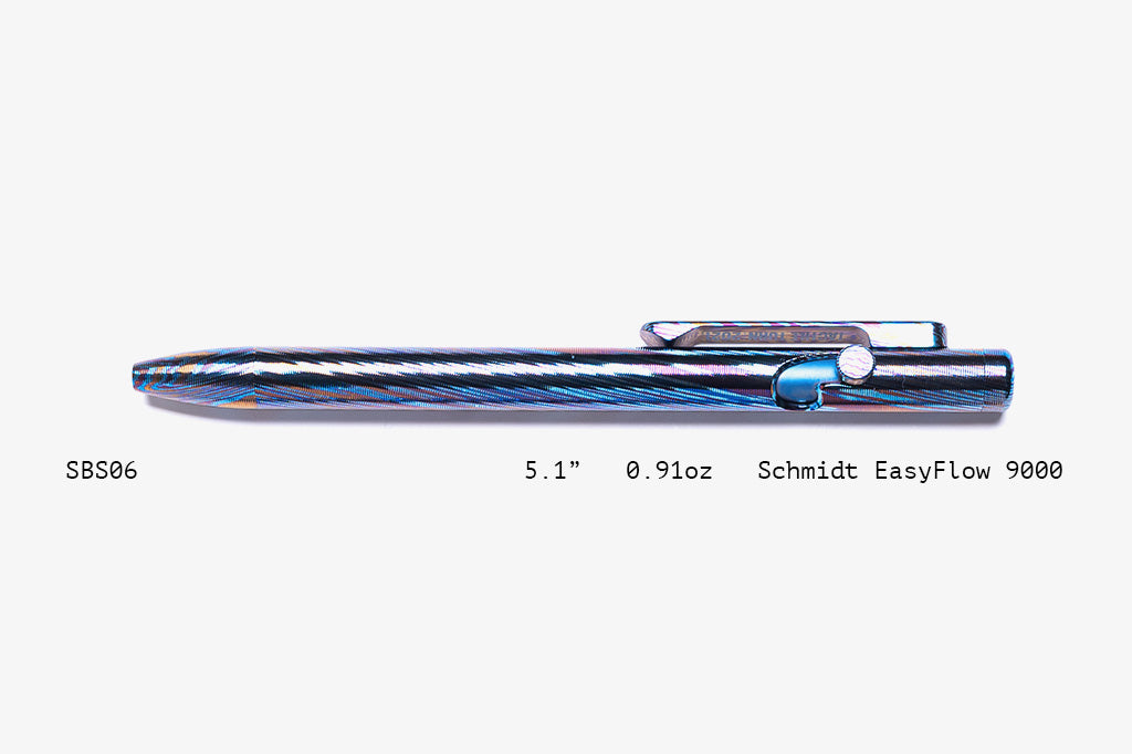 Full Titanium Damascus Slim Bolt Action Pens [Short]