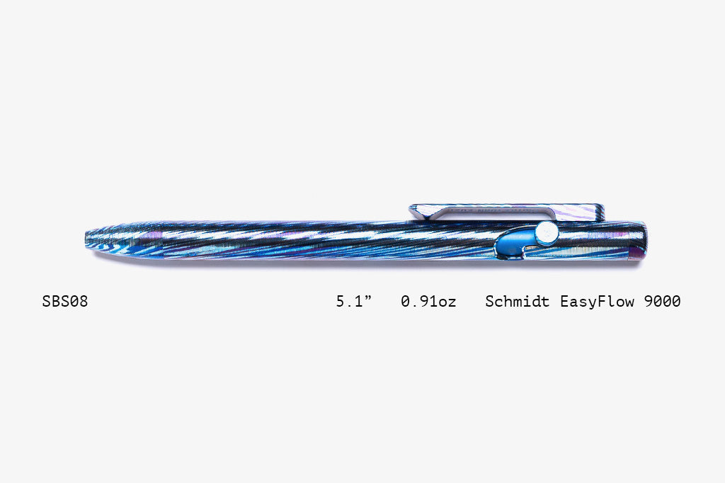 Full Titanium Damascus Slim Bolt Action Pens [Short]