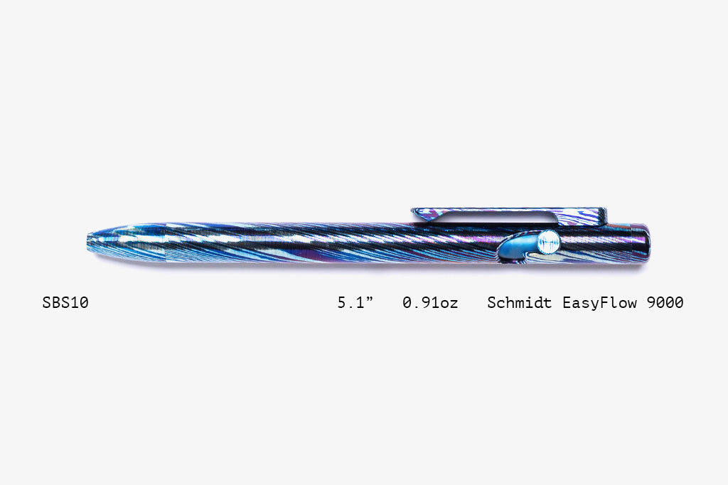Full Titanium Damascus Slim Bolt Action Pens [Short]