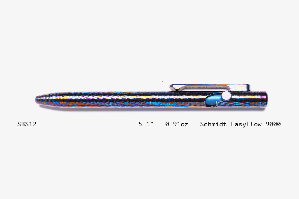 Full Titanium Damascus Slim Bolt Action Pens [Short]
