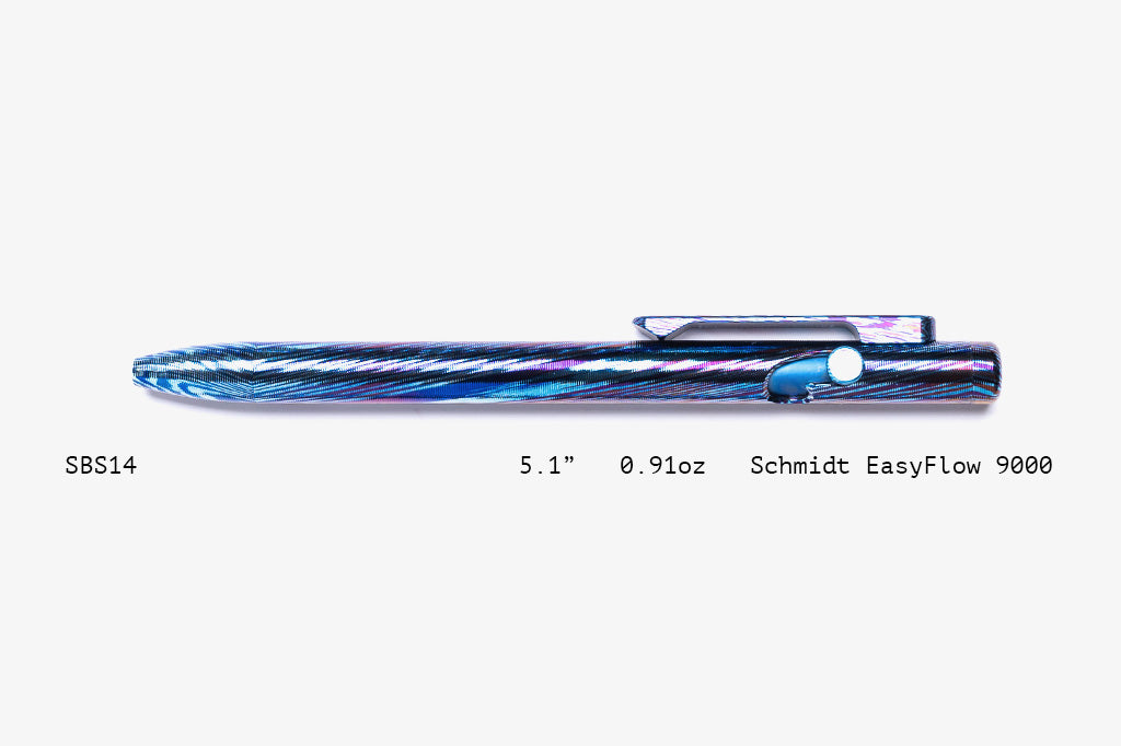 Full Titanium Damascus Slim Bolt Action Pens [Short]
