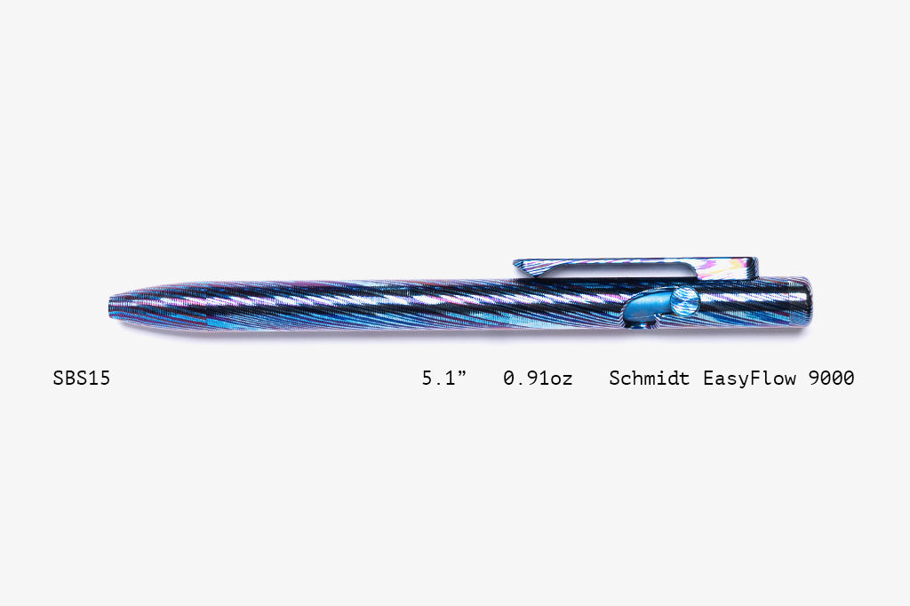 Full Titanium Damascus Slim Bolt Action Pens [Short]