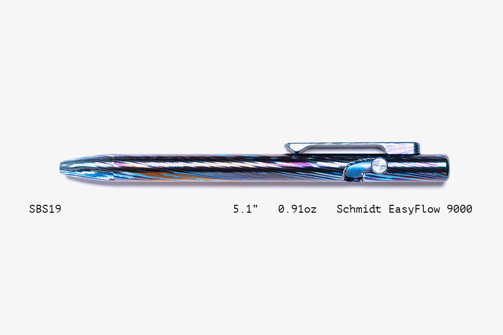 Full Titanium Damascus Slim Bolt Action Pens [Short]